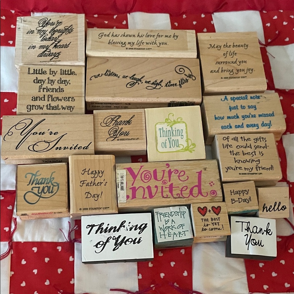 Assorted Rubber Stamps Set Bundle of 19 Inspirational Words Preowned